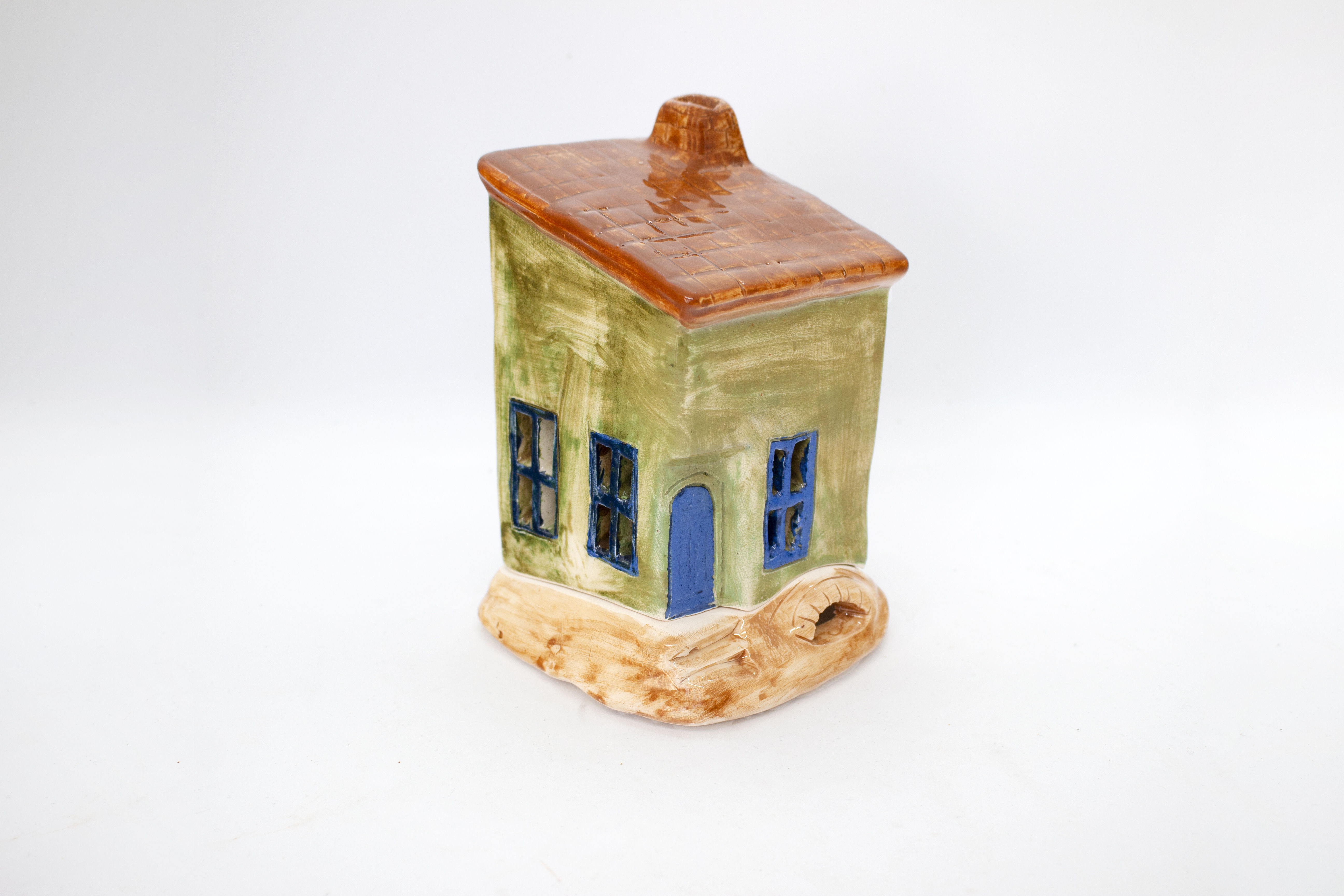 White Ceramic House Candle Holder