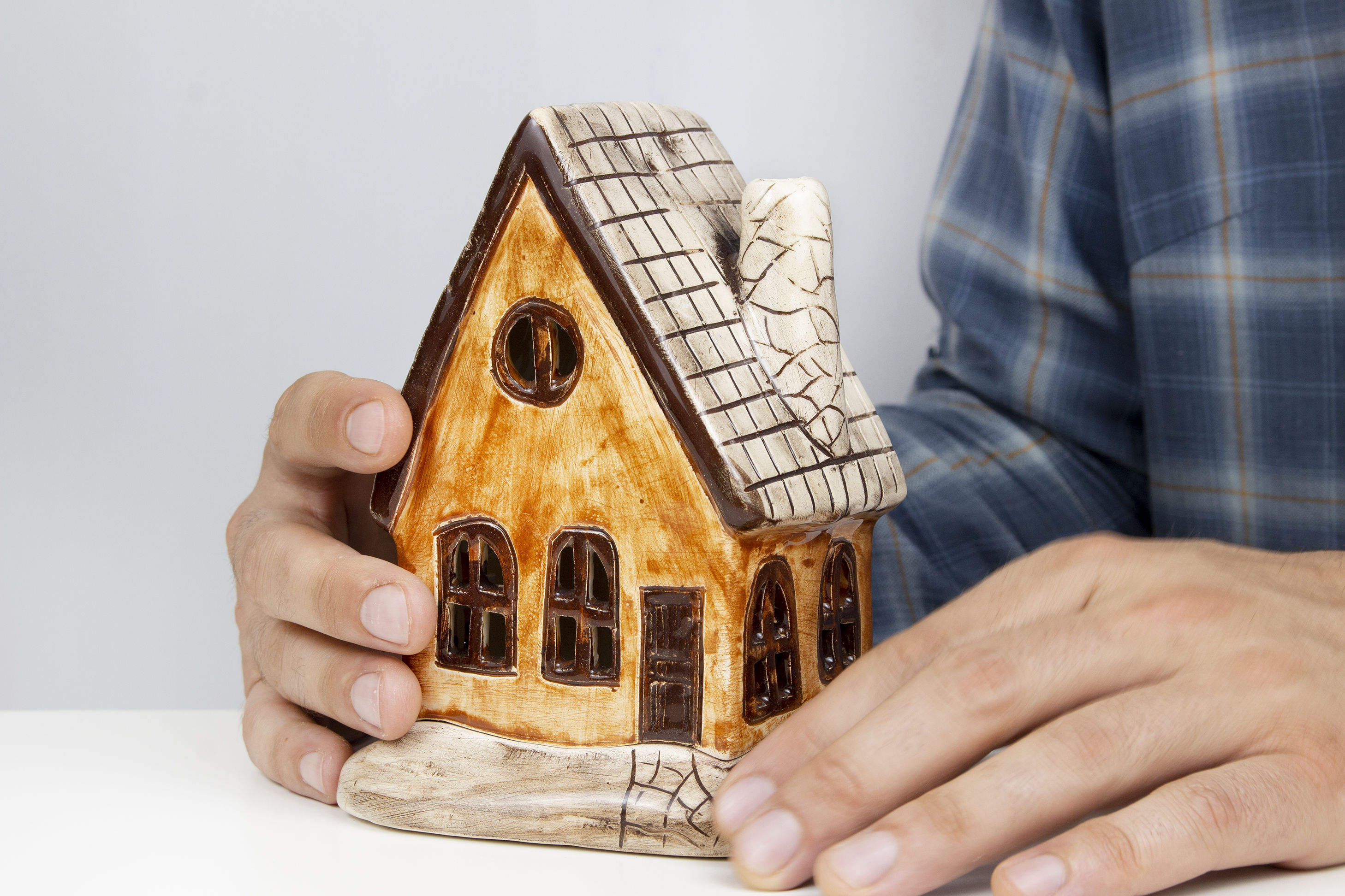 Bougeoir Maison en Céramique Blanche No:71