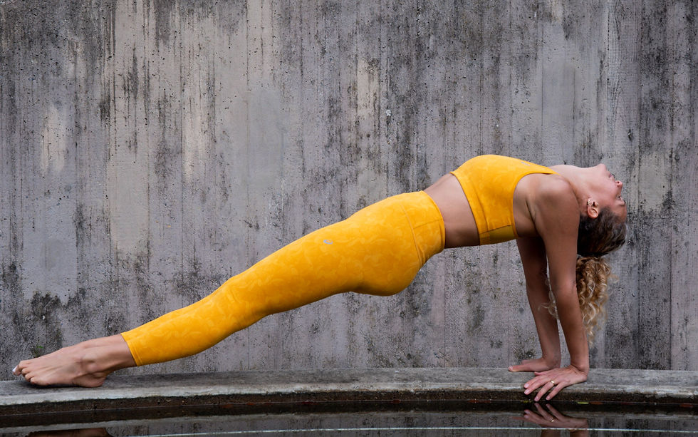 pilates woman purvottanasana yoga yellow