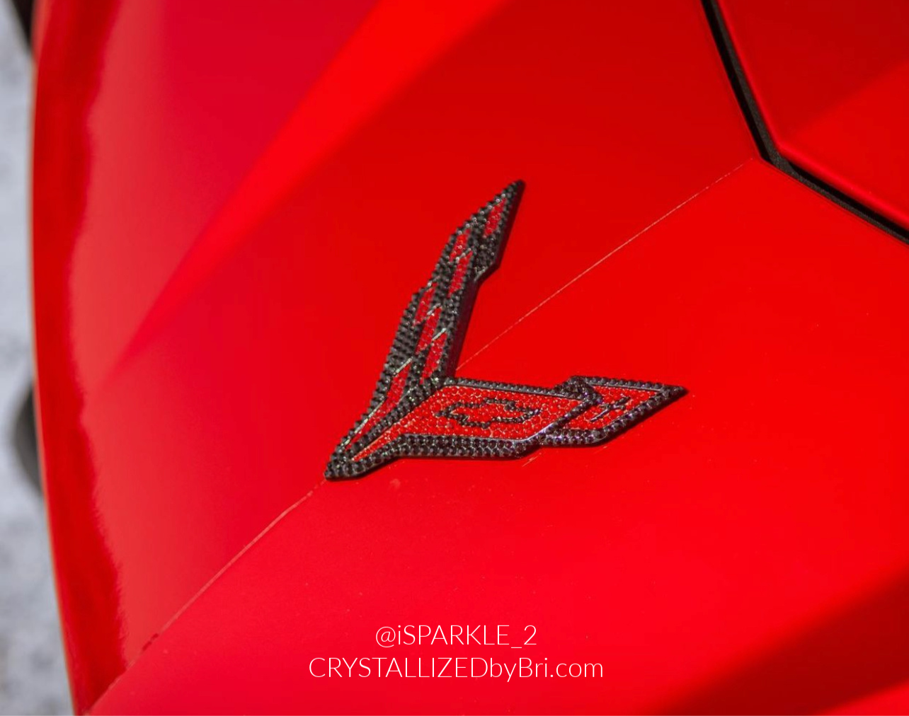 Bedazzled Swarovski crystal corvette flag car emblem auto bling by crystallized by bri