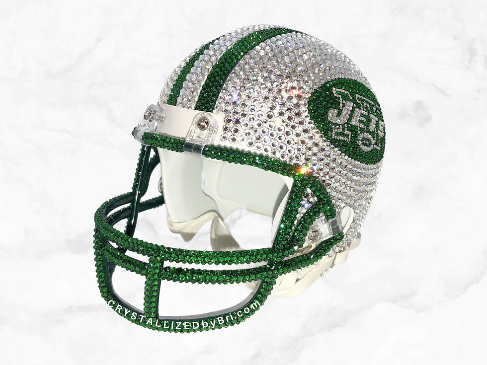 Thumbnail: Bedazzled Swarovski crystal football helmet sports team nfl Riddell mini speed New York jets bling crystallized by bri