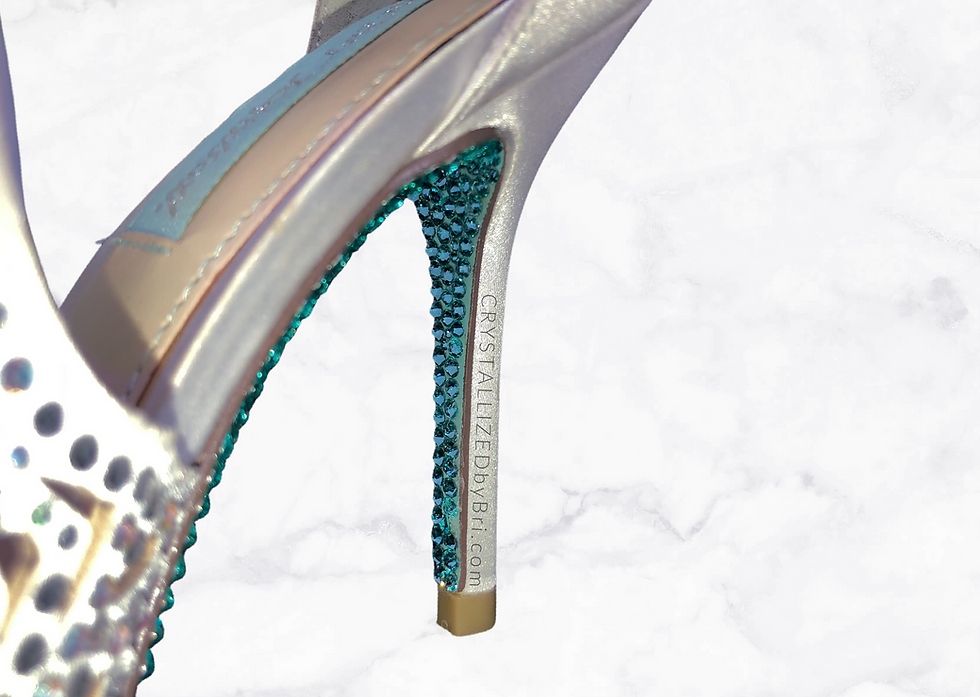 Thumbnail: Bedazzled Swarovski crystal high heel soles something blue bridal wedding shoes bling by crystallized by bri