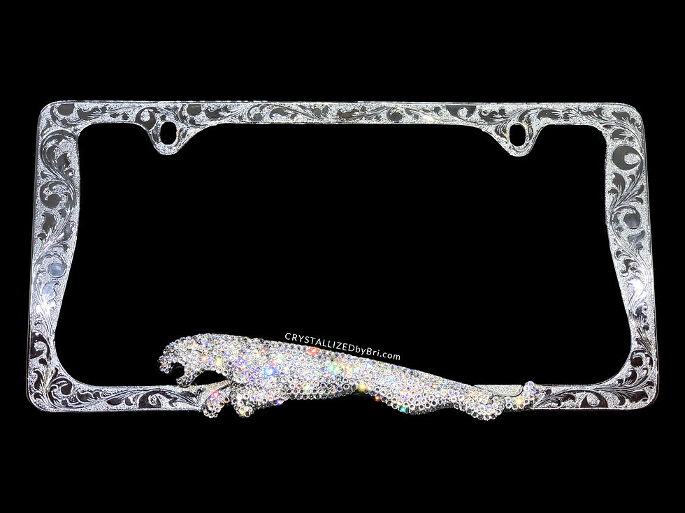 Thumbnail: Bedazzled Swarovski crystal car jaguar license plate frame auto bling by crystallized by bri