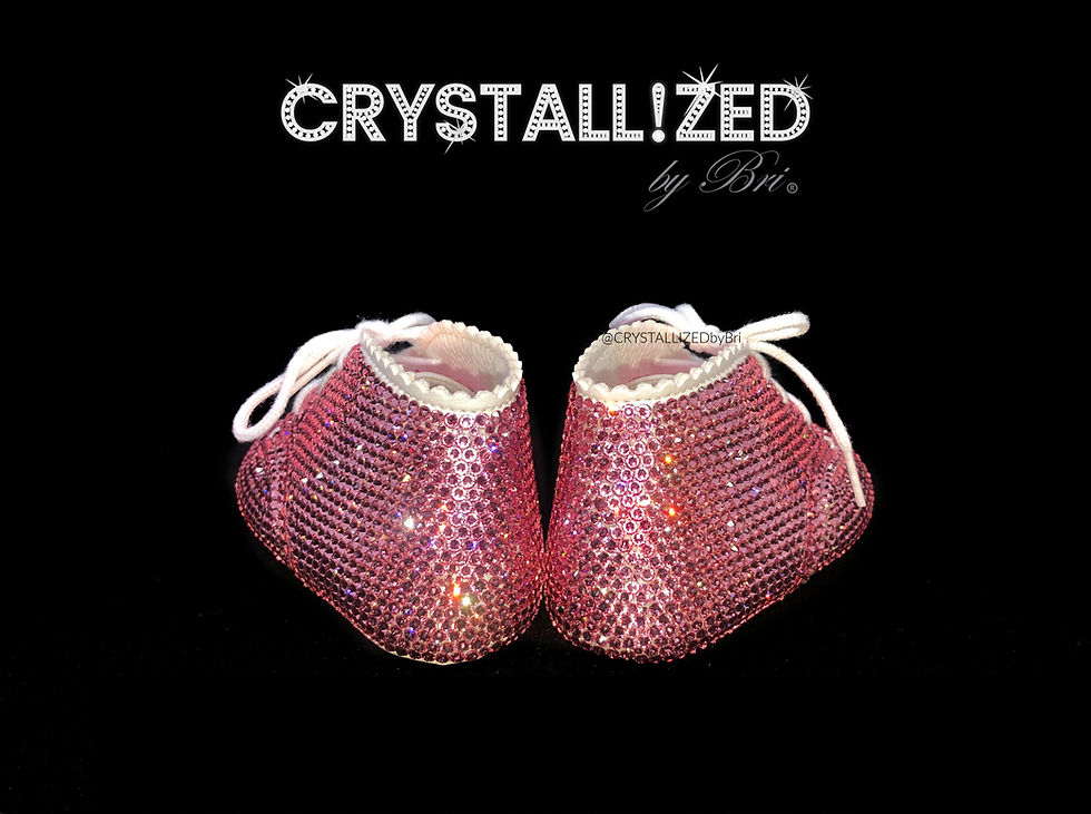 Thumbnail: Bedazzled Swarovski crystal baby booties toddler sneakers bling by crystallized by bri