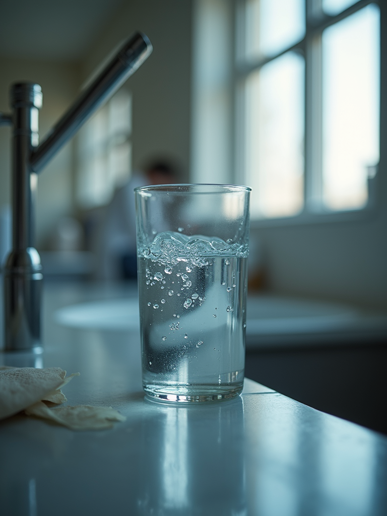 Specialized water sampling tools placed on a desk alongside educational materials on water literacy.