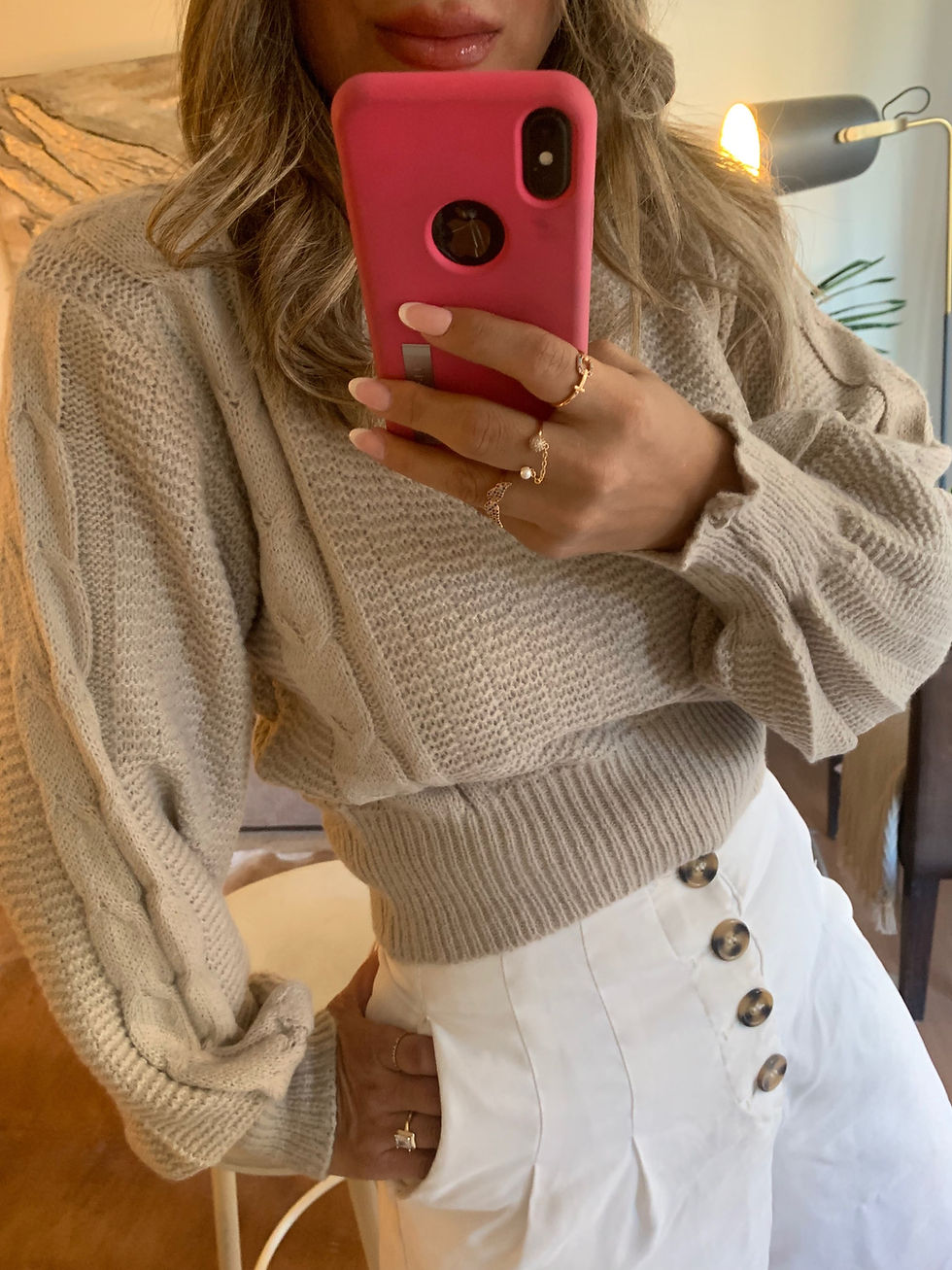 Miniatura: Tejido 2 trenzas beige 