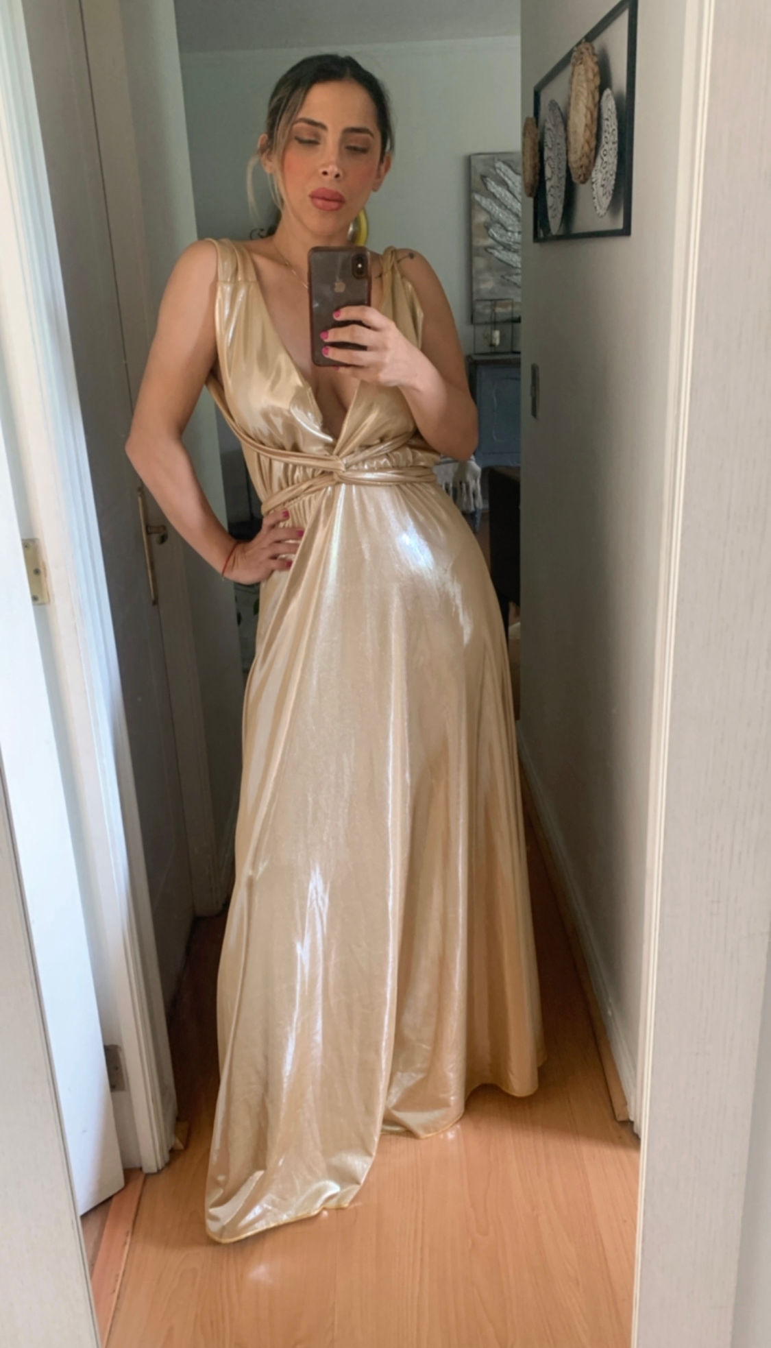 Vestido dorado metalizado multiformas