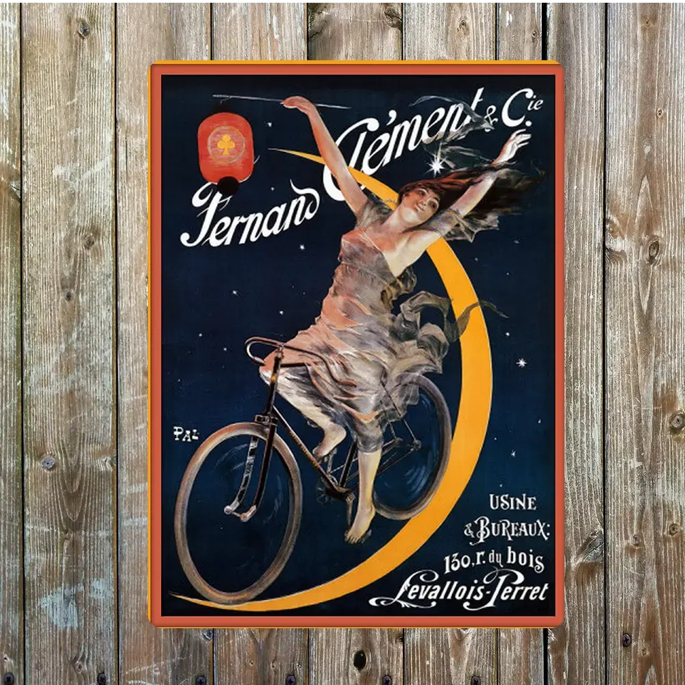 Fernand Clement Bicycle Art Nouveau Metal Sign