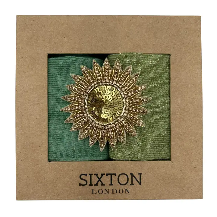 Sixton Socks - Sage Sienna & Pistachio Vegas Duo Brooch Set