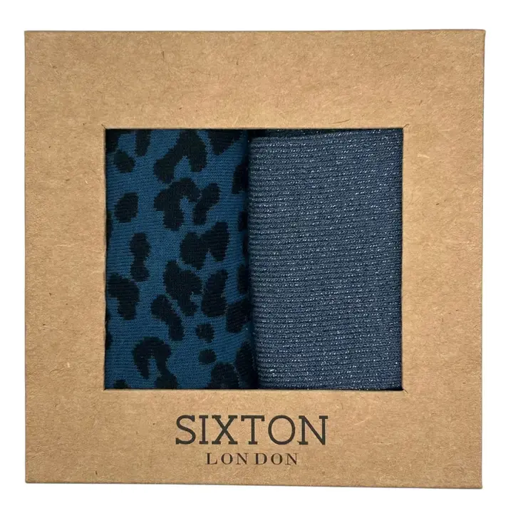 Sixton Socks - Denim Leopard & Blue Vegas Sock Box