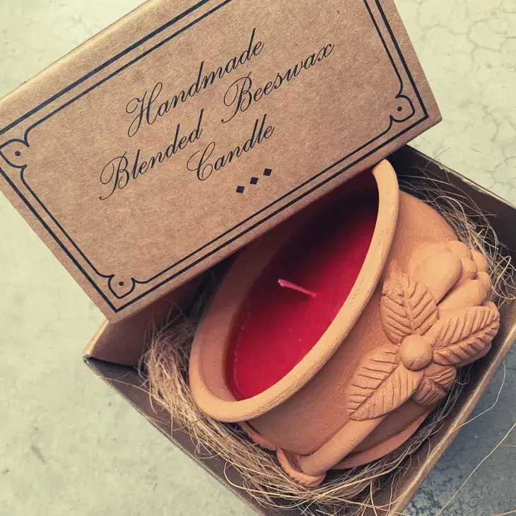 Handmade Terracotta Candle - Anu - Rose Scented