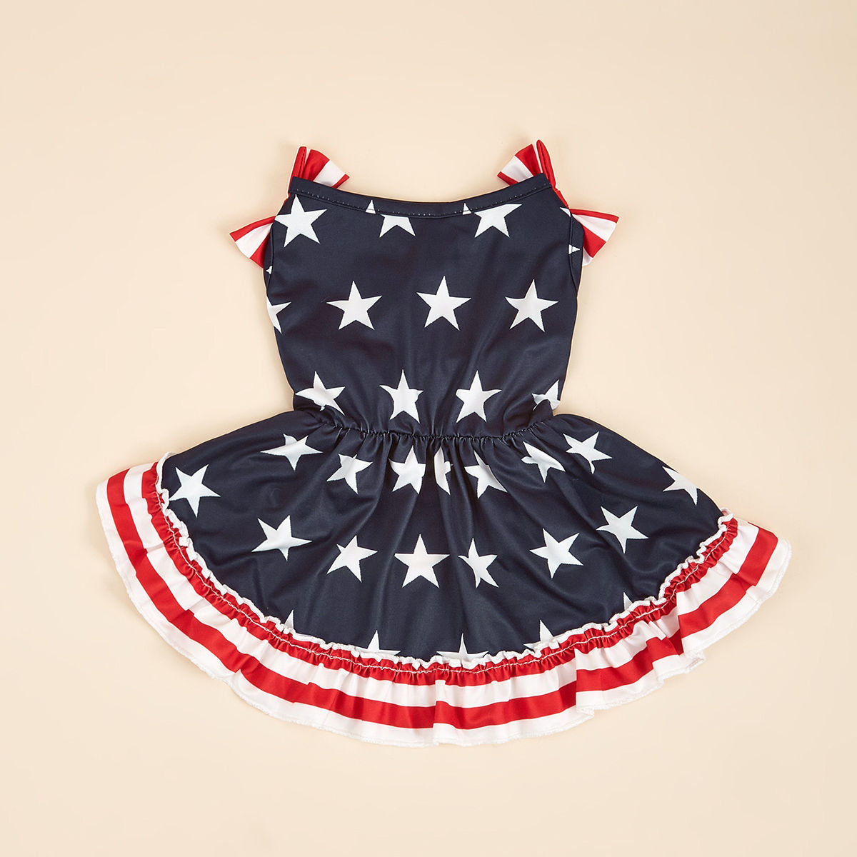 Striped Dress Shirt Cute Bowknot Sundress American Flag Stars Printed Princess 