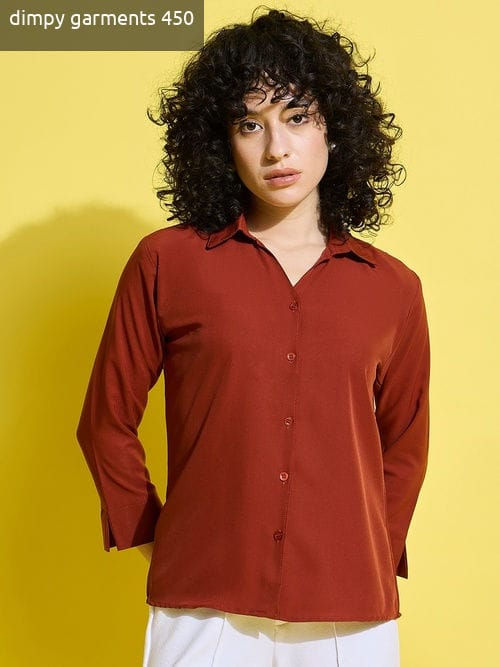 DG Women's Maroon Crepe Formal Shirt
