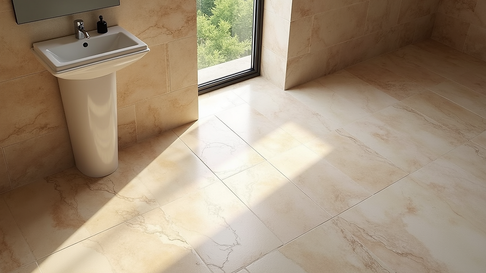 High angle view of a beautifully restored travertine floor