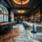 Elegant bar interior with marble floor and seating