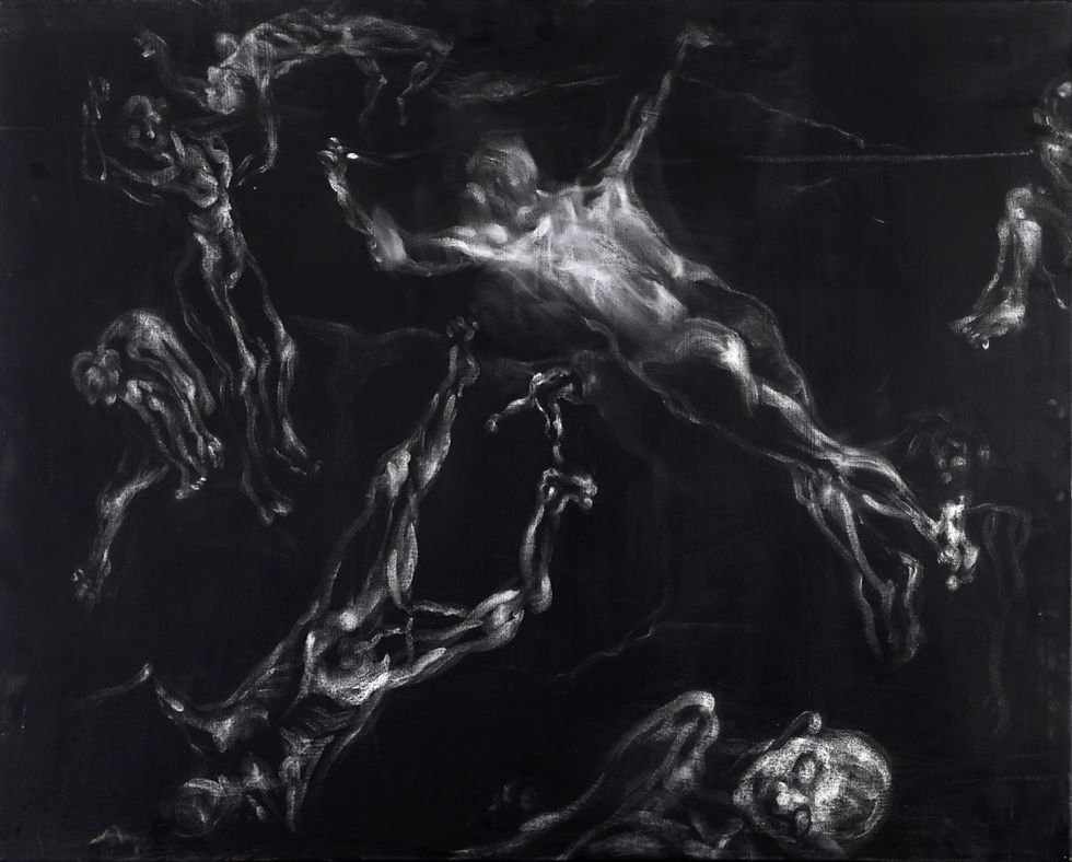 Pinturas del período abstracto, donde la figura humana y la forma libre conviven con la misma intensidad expresiva que atravesó toda su trayectoria