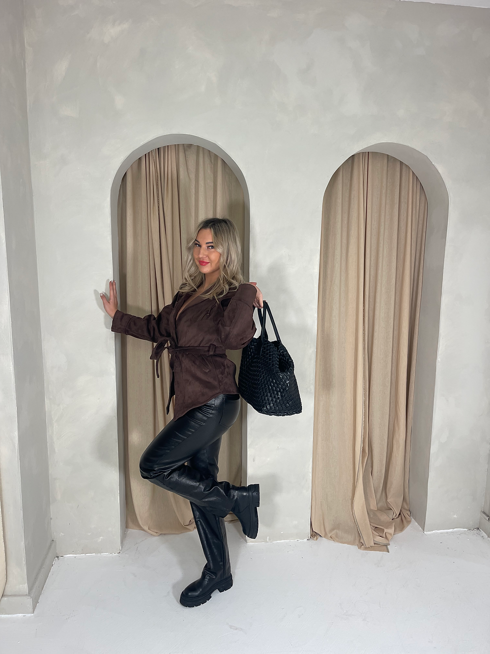 Thumbnail: Women’s Faux Suede Belted Jacket
