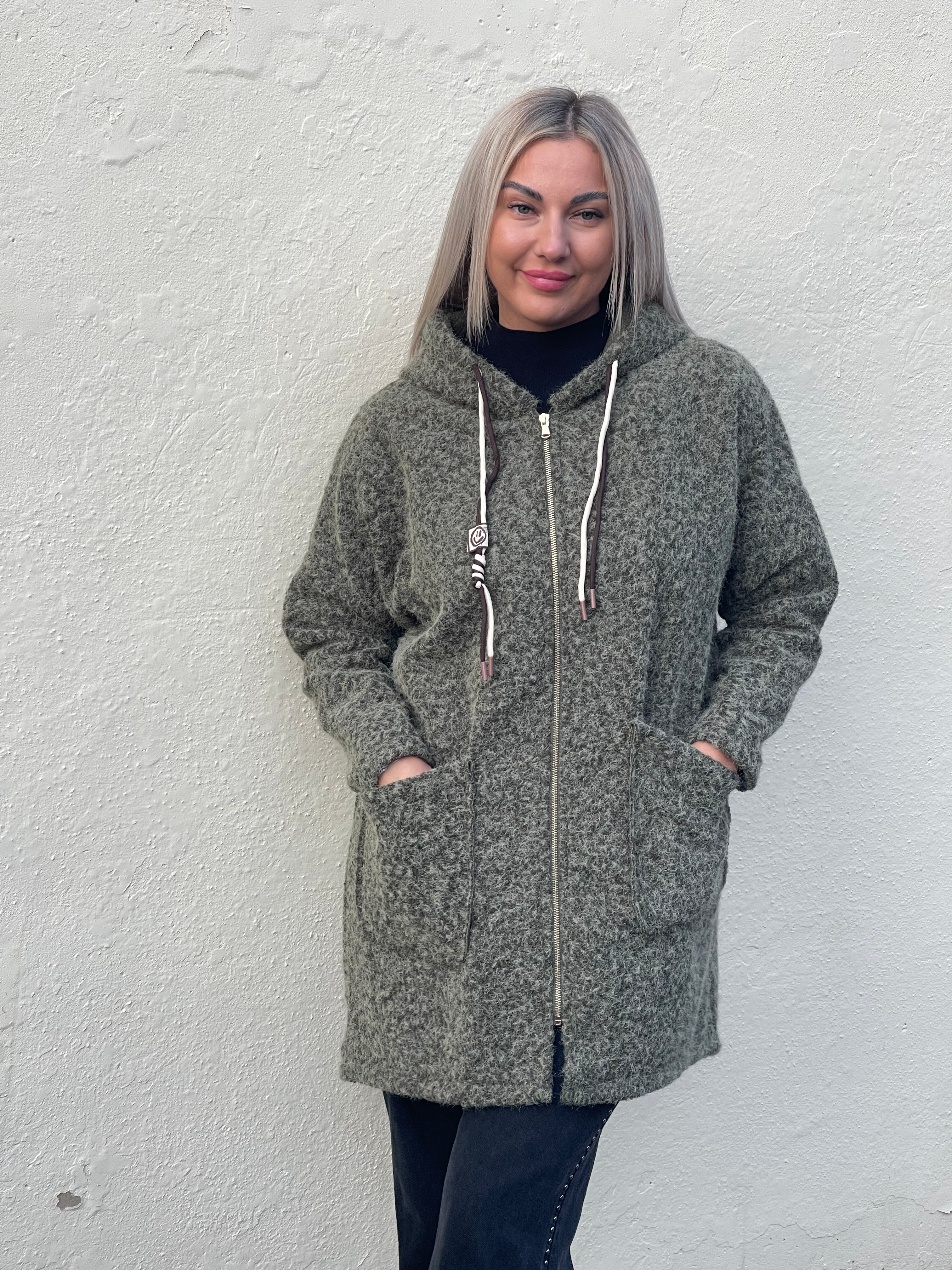 Khaki Textured Hoodie