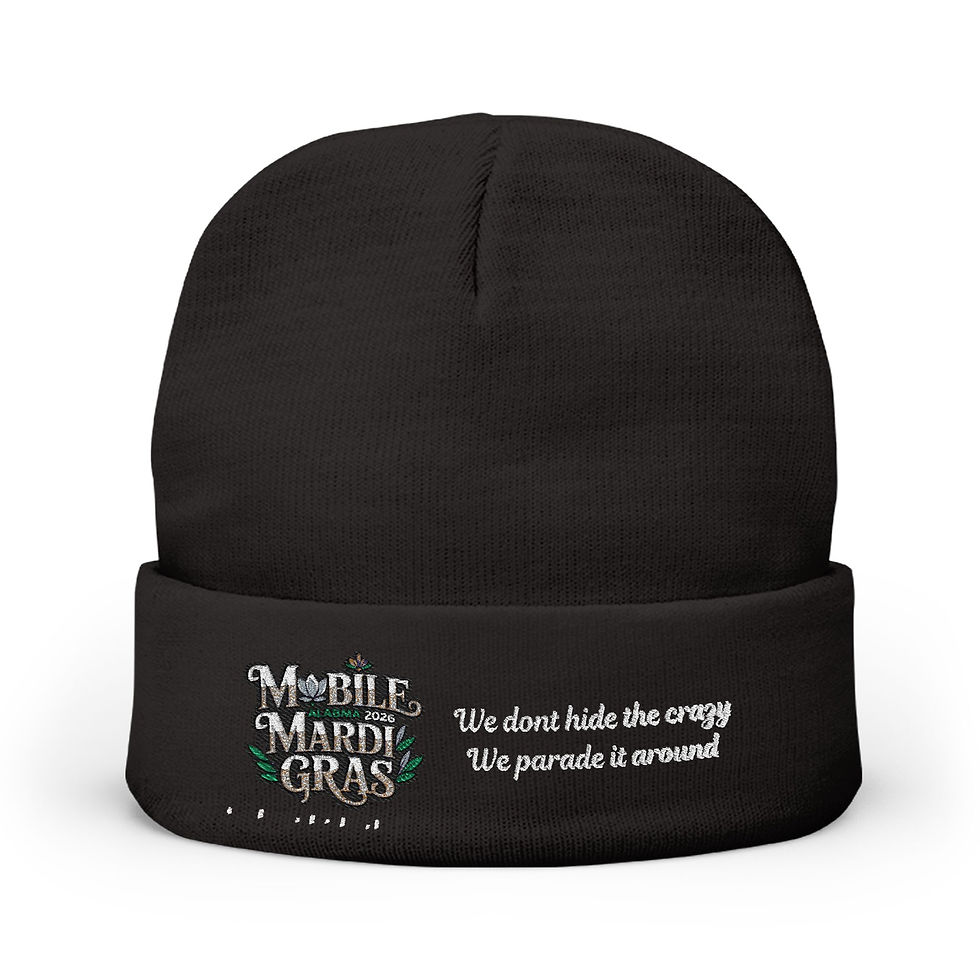 Mardi Gras Knit Embroidered Beanie