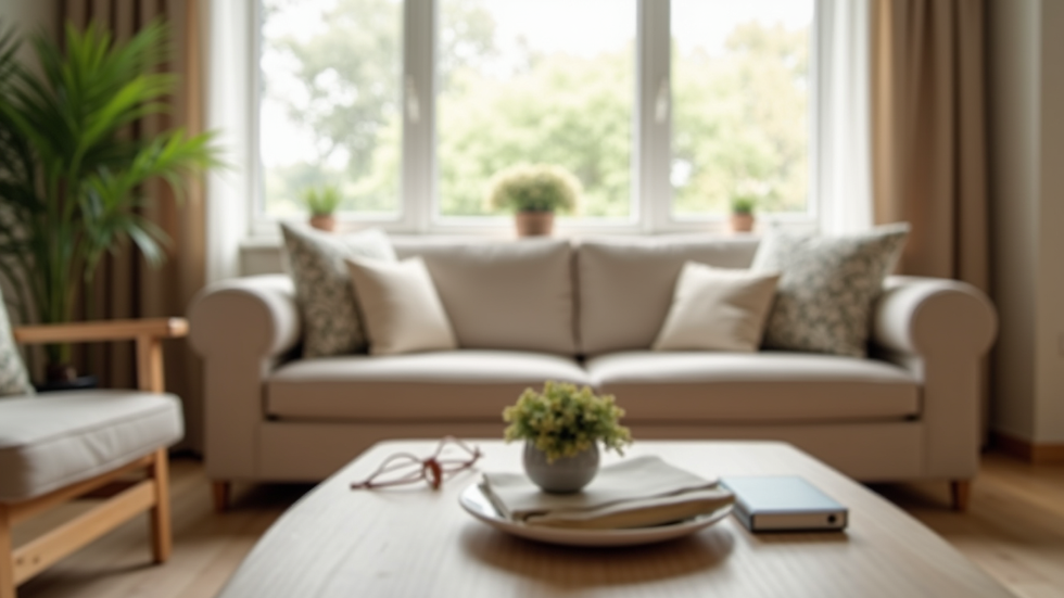 Close-up view of a senior-friendly living room in an assisted living facility