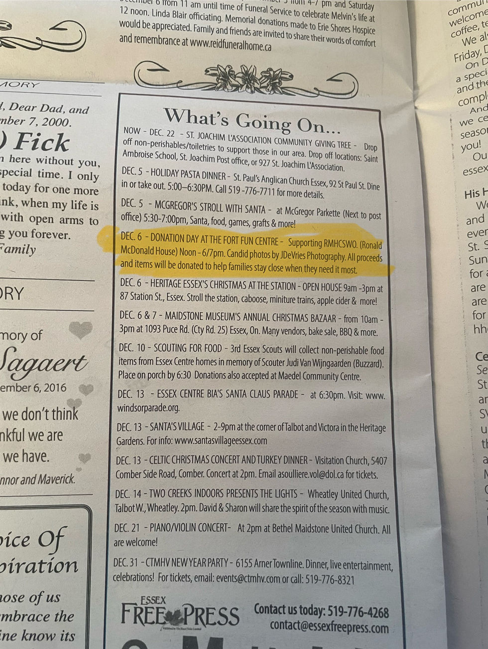 Advert in the Essex Free Press News Paper