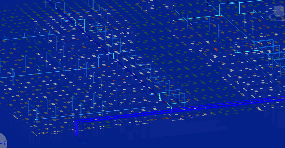 DI water piping hook-up connection line routing
