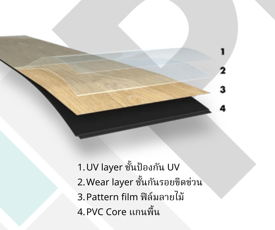 Luxury vinyl tiles flooring structure in wood pattern