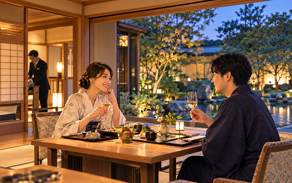 A couple enjoying a private celebration in Japan