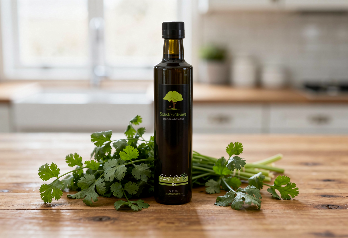 Huile d'olive extra vierge infusée coriandre