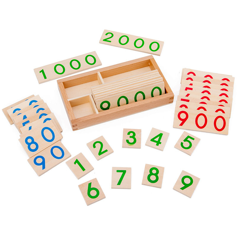 Thumbnail: Montessori Wooden Number Cards 1-9999 for Kids