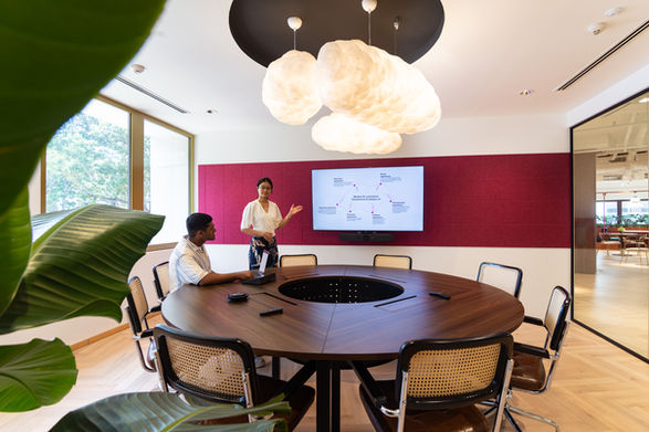 Spacious meeting room with aesthetically interior design
