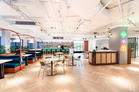 aesthetic office area with collaborative work environment