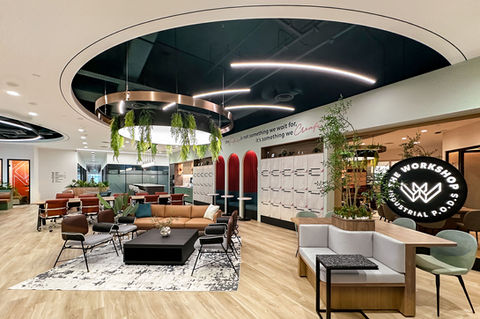 Modern office space featuring a spacious area