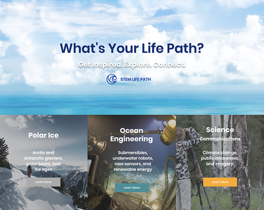 New website (and branding / logo, messaging / writing, and brochure) for STEM Life Path 