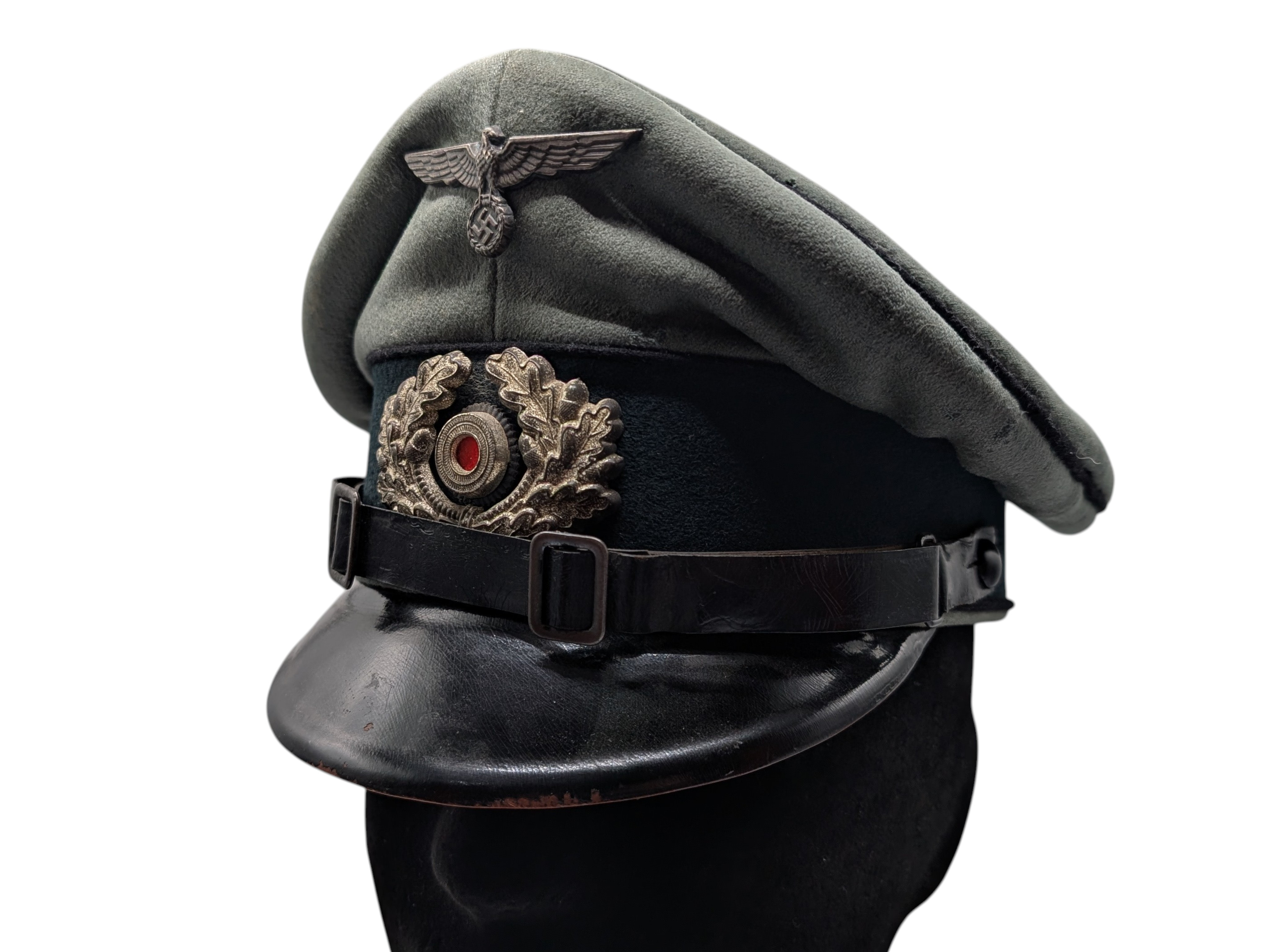 WWII German Army Pioneer NCOs peaked cap with black piping