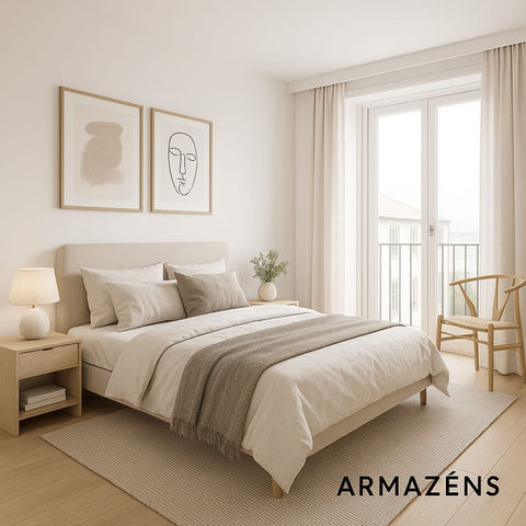 Beige bedroom, ARMAZÉNS, minimalist design