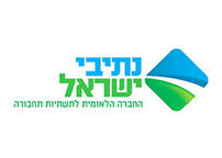 לוגו חברת נתיבי ישראל החברה הלאומית לתשתיות תחבורה, עיצוב כחול וירוק.