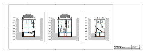 Building cross-sections: three-story house plans