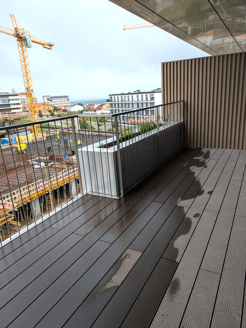 Wet balcony with city view