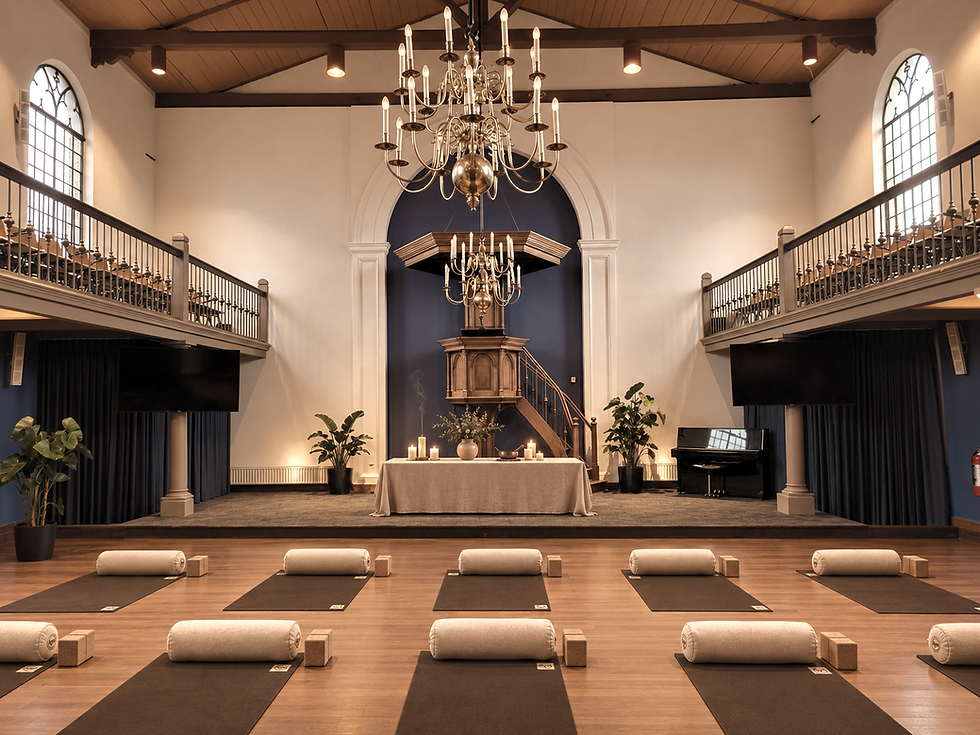 Picture of the church in Anna Paulowna in Aya Yoga set up.