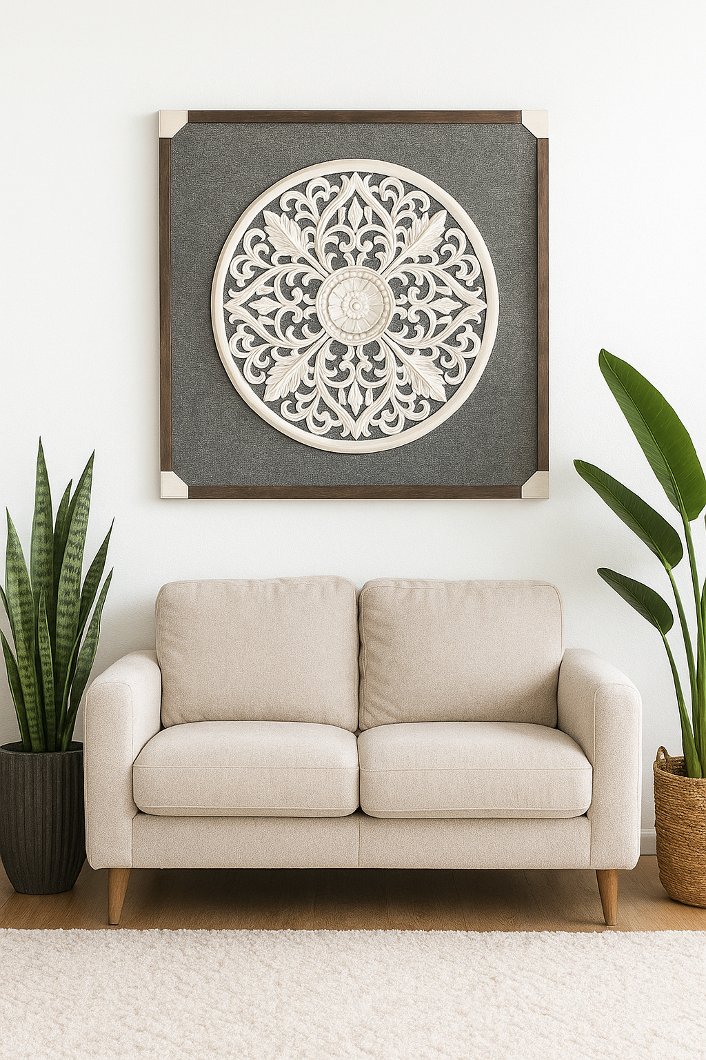 XLNatural Framed Grey Carved Panel