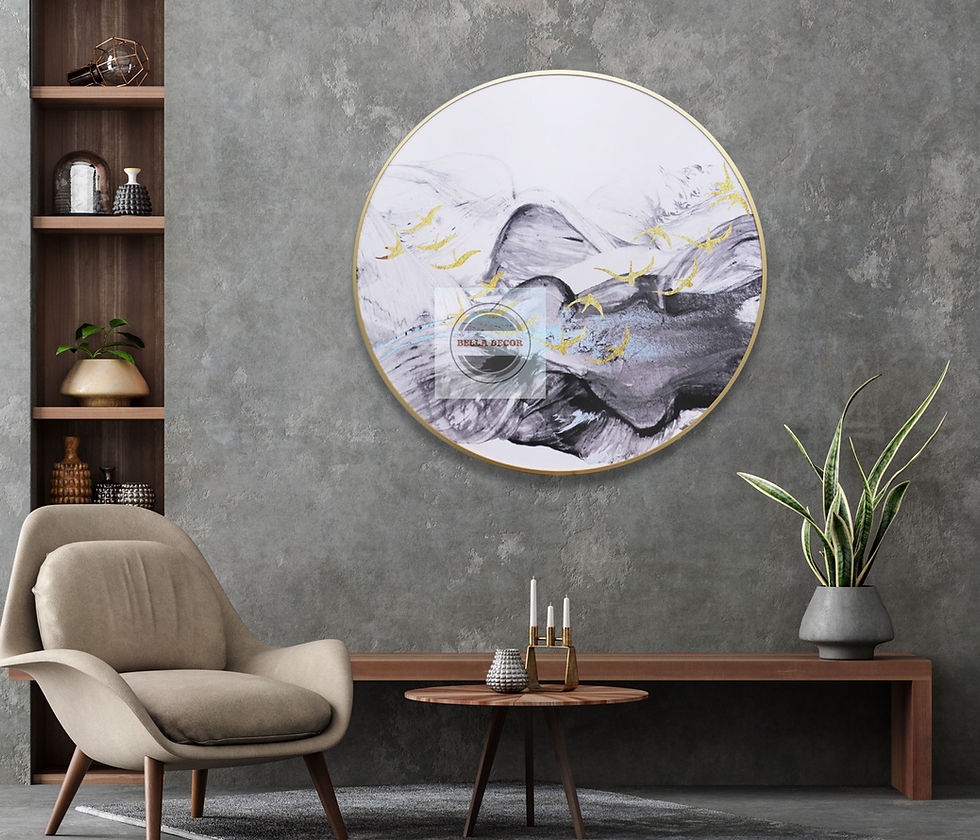 Dawn Round Framed Canvas Wall Art Bella Decor