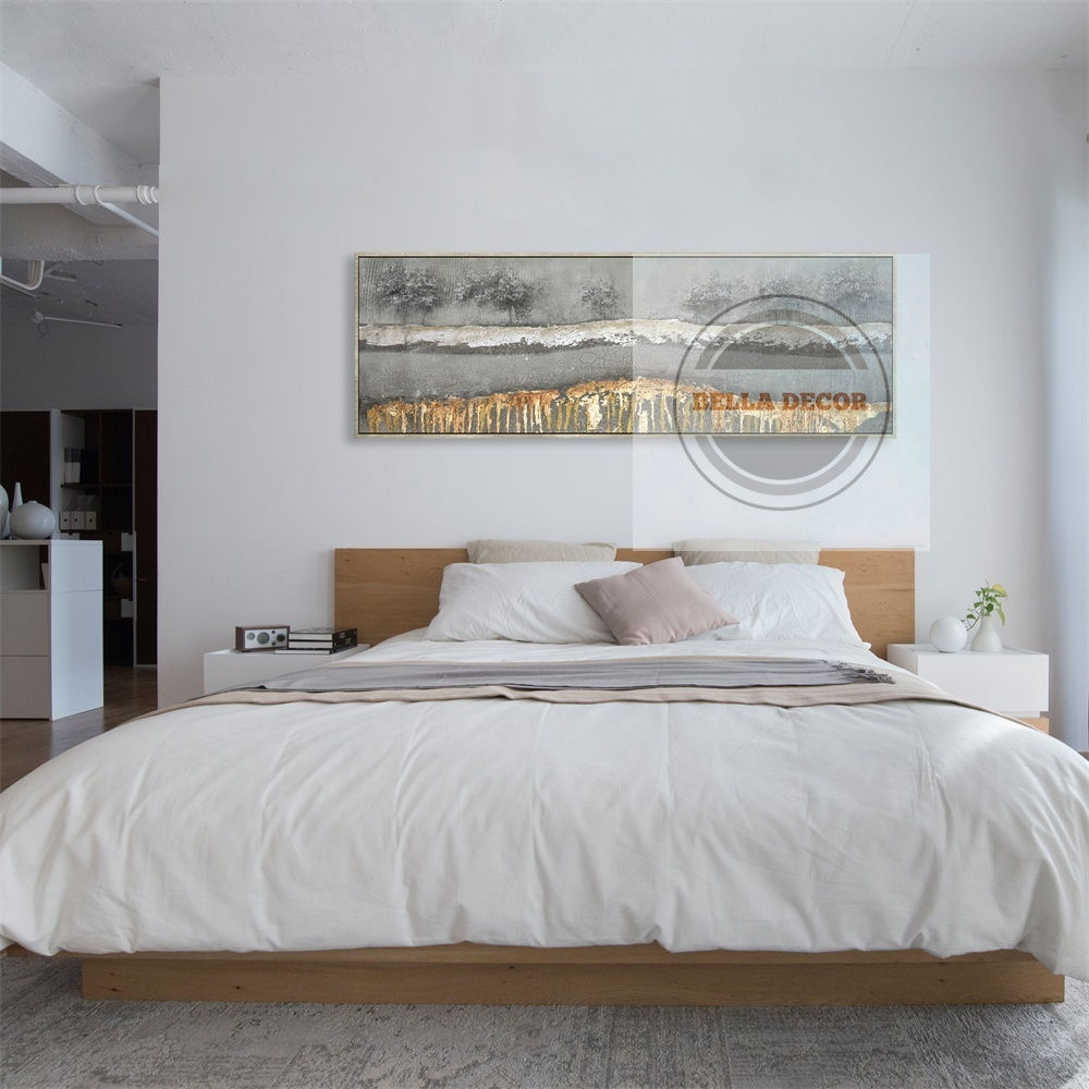 Luxury Gold & Grey Textured Abstract Wall Art