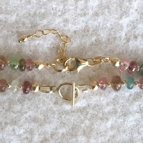 Natural gemstone necklace end option: toggle or adjustable lobster closure in 14k gold filled, Shokoro Handmade collection.