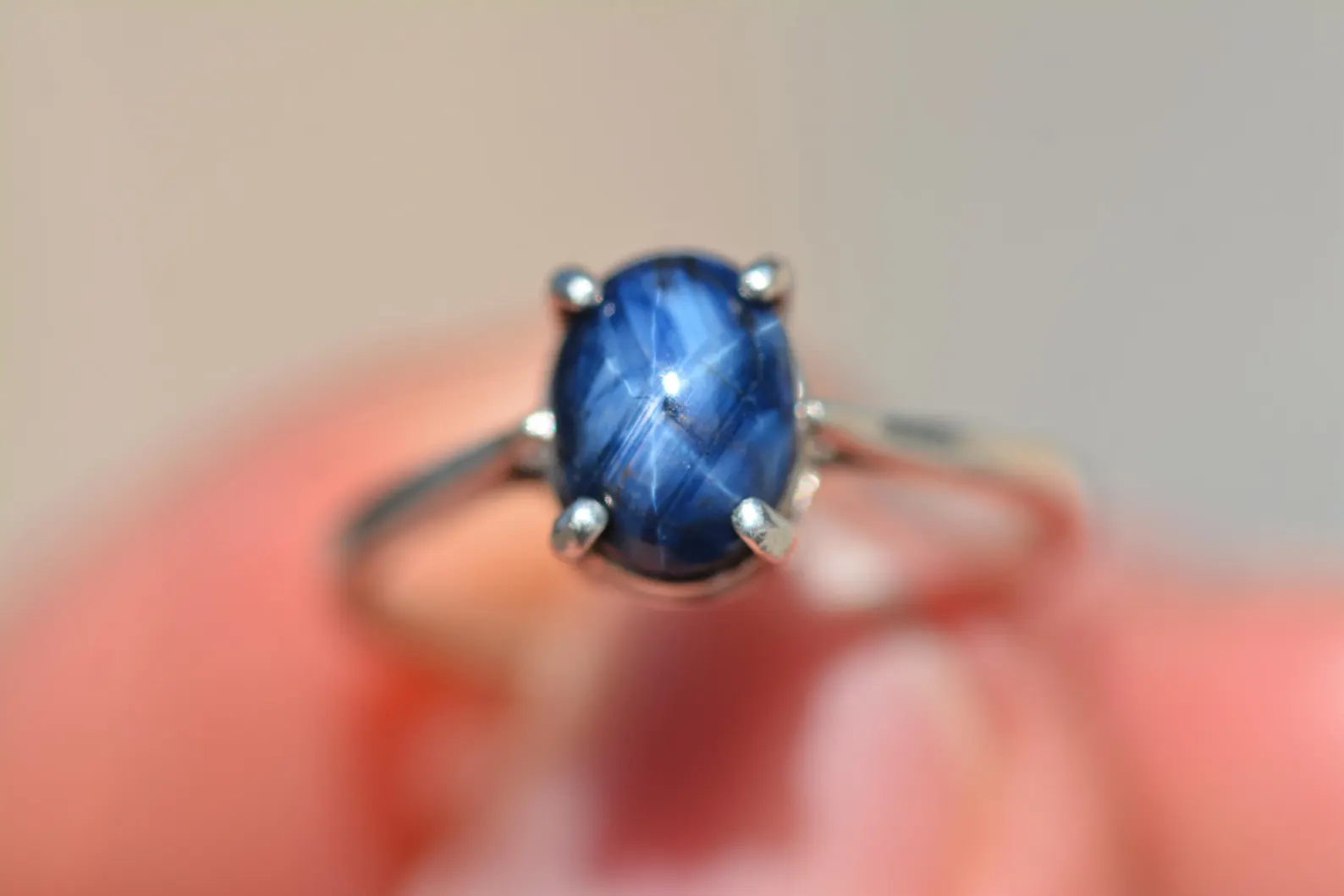 Certified Star Sapphire Ring 2.19 Carat Sterling Silver Solitaire Real Natural Genuine Blue September Birthstone Jewelry 
