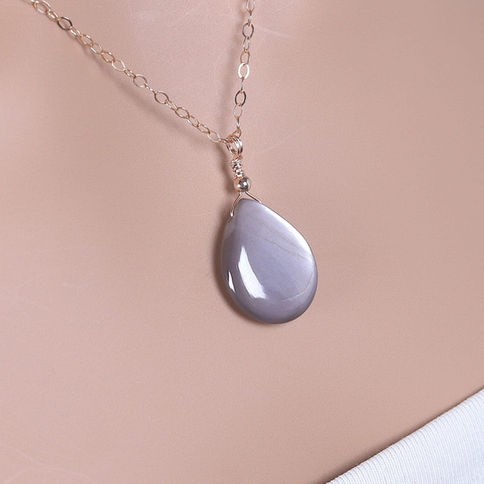 Genuine chocolate moonstone pendant with 14k gold filled delicate chain, Minimalist and elegant jewelry, Feminine design.