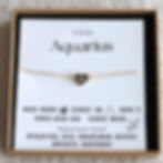 Aquarius zodiac heart necklace gift box with meaning card. Personalized astrology choker gift by Shokoro Handmade Canada