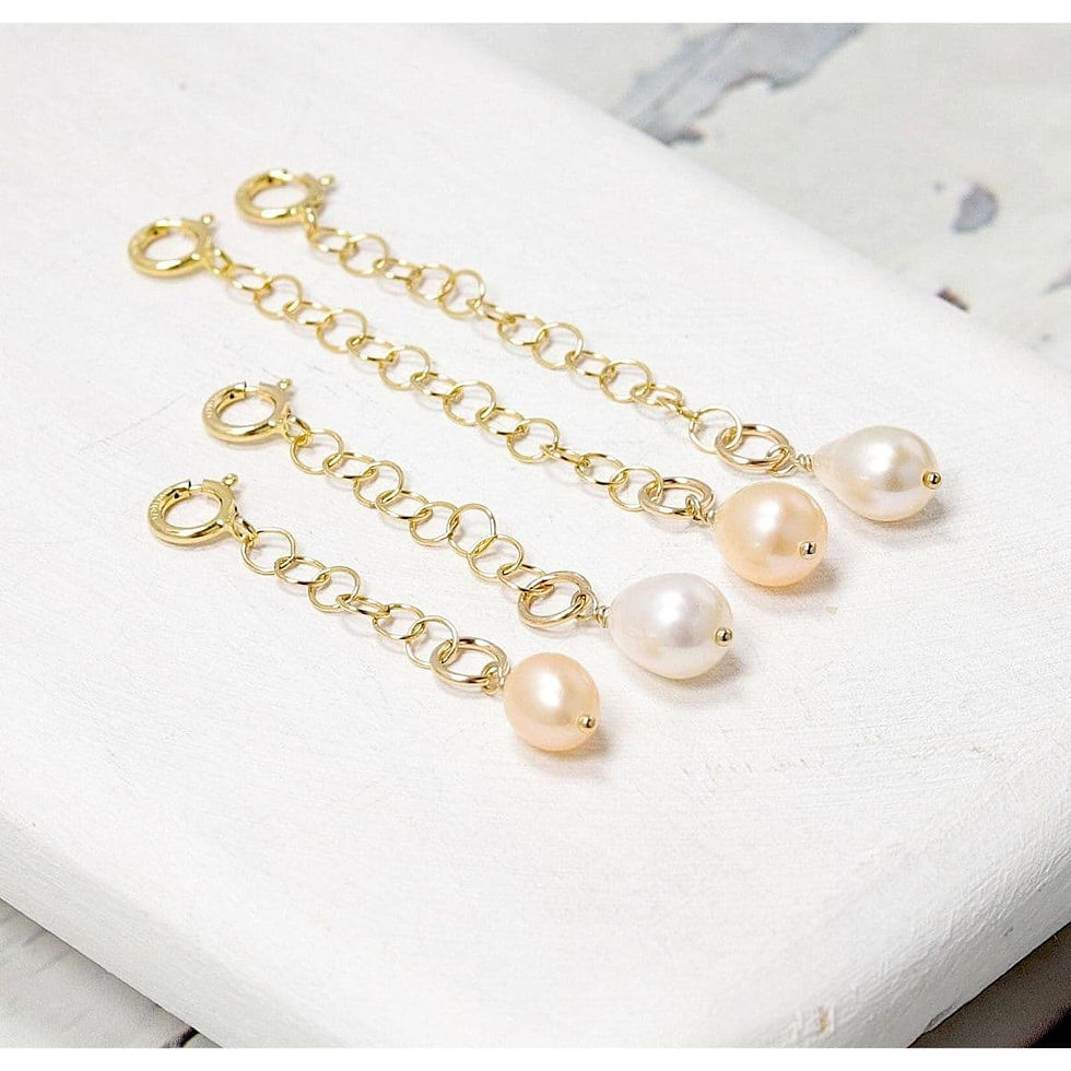 High luster Pearl with 14k gold filled necklace extenders, option for layering quiet luxury styling.