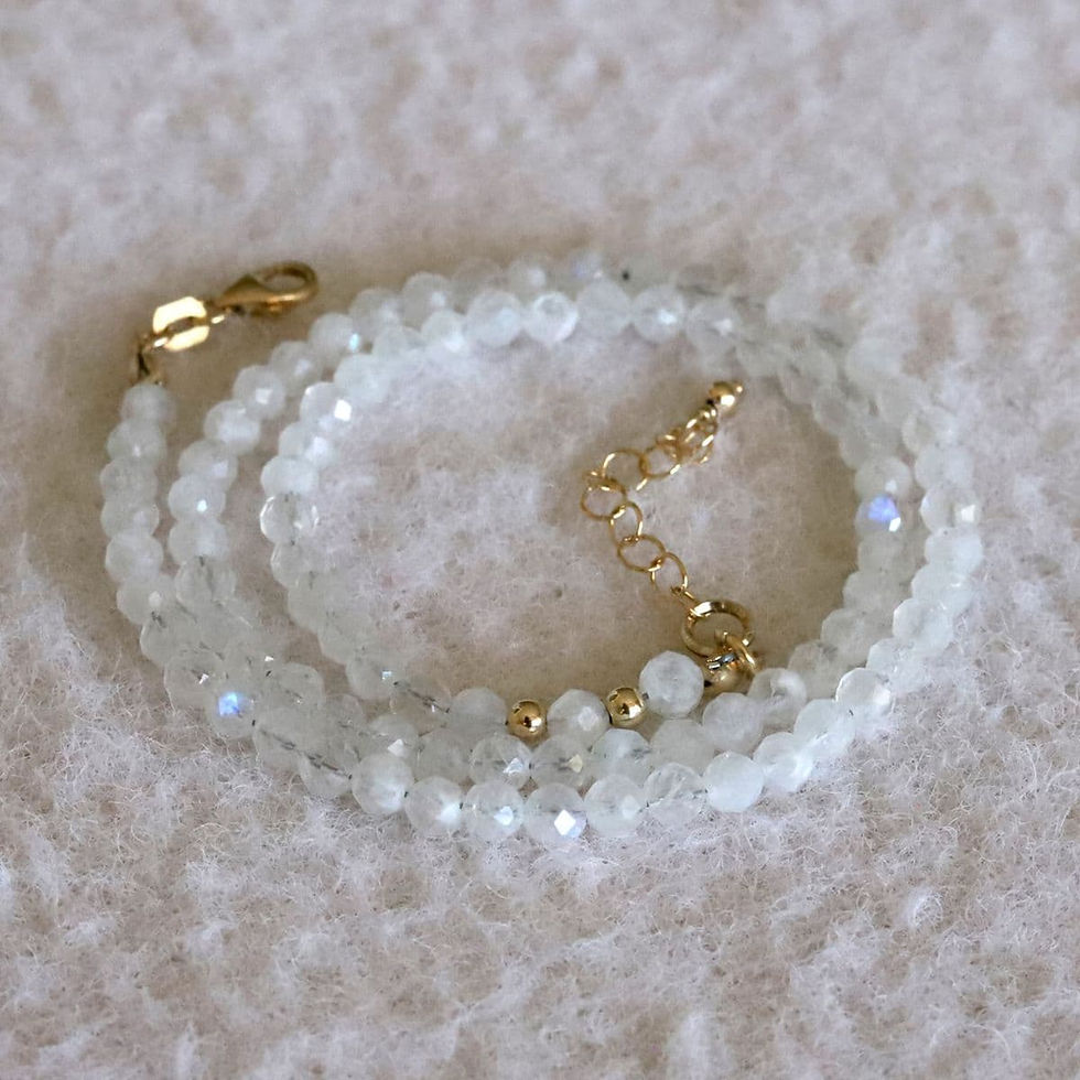 Handmade 4mm faceted Moonstone beaded necklace in 14k gold filled high clarity gemstone jewelry for everyday luxury styling.