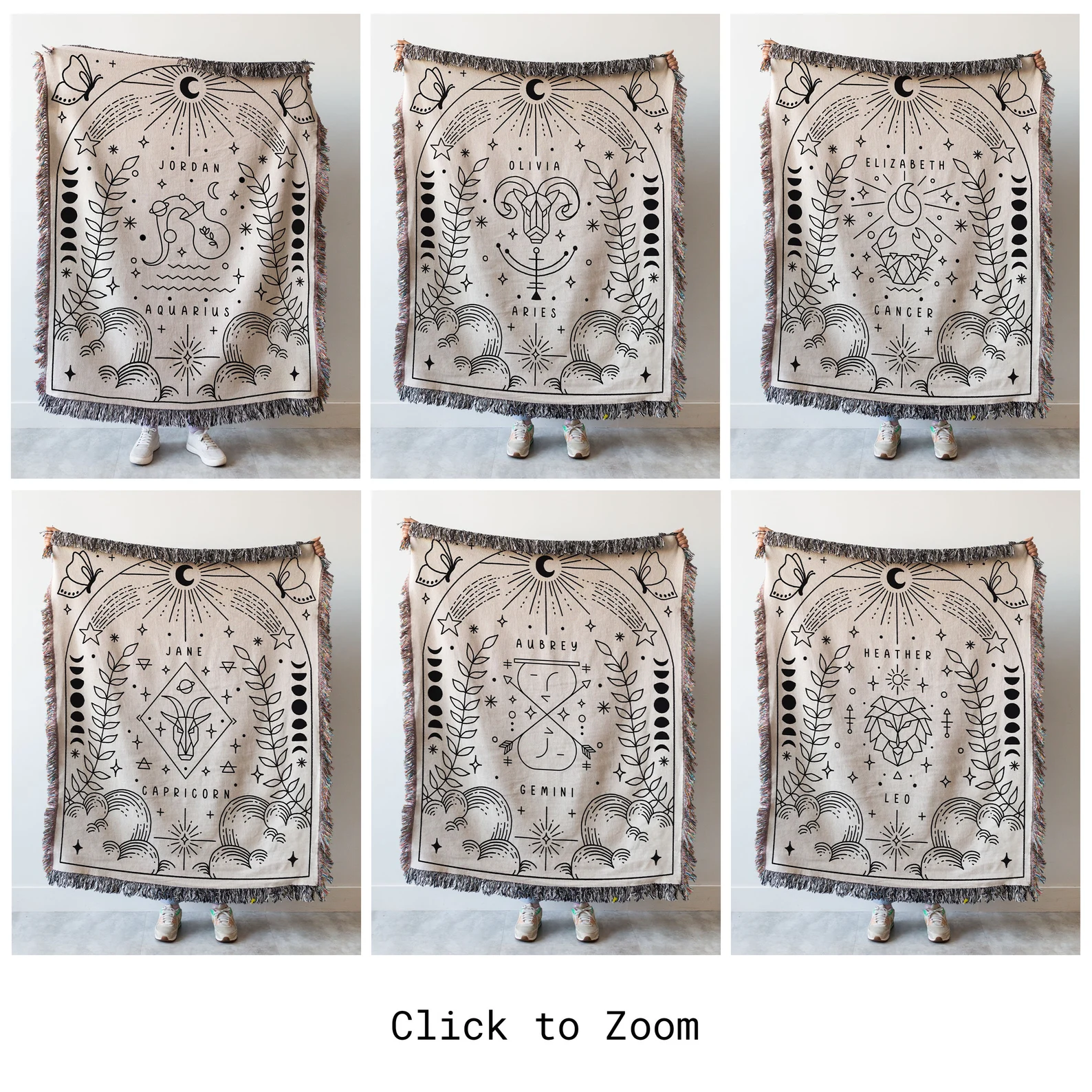 Personalized Name Blanket: Horoscope Astrology Gift, Zodiac, Celestial, Constellation, Cancer Libra Leo Scorpio Taurus Gemini Aquarius